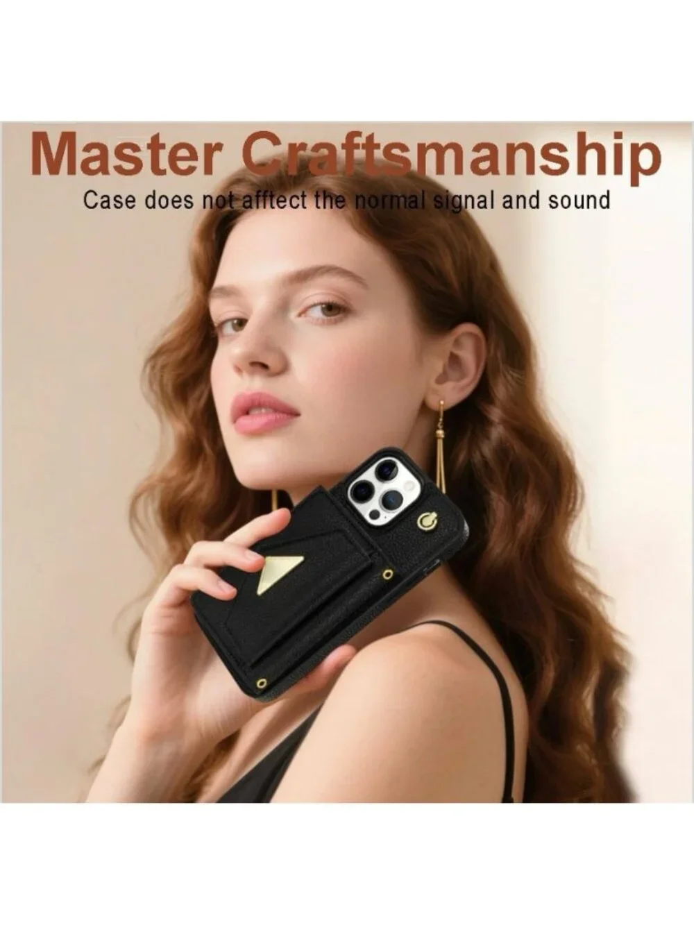 iPhone 15 Pro Max‎ Crossbody PU Leather Wallet Phone Case w Removable Strap